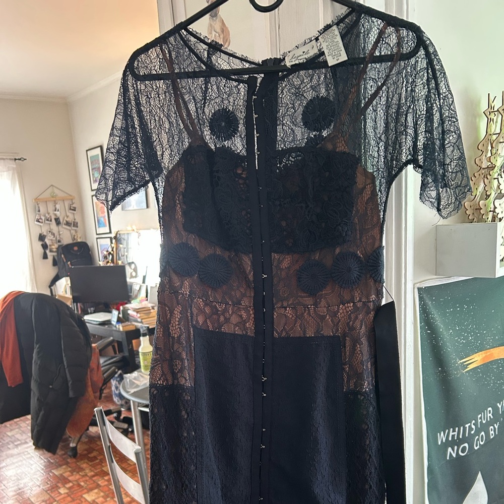 Anthropologie blue lace with insert